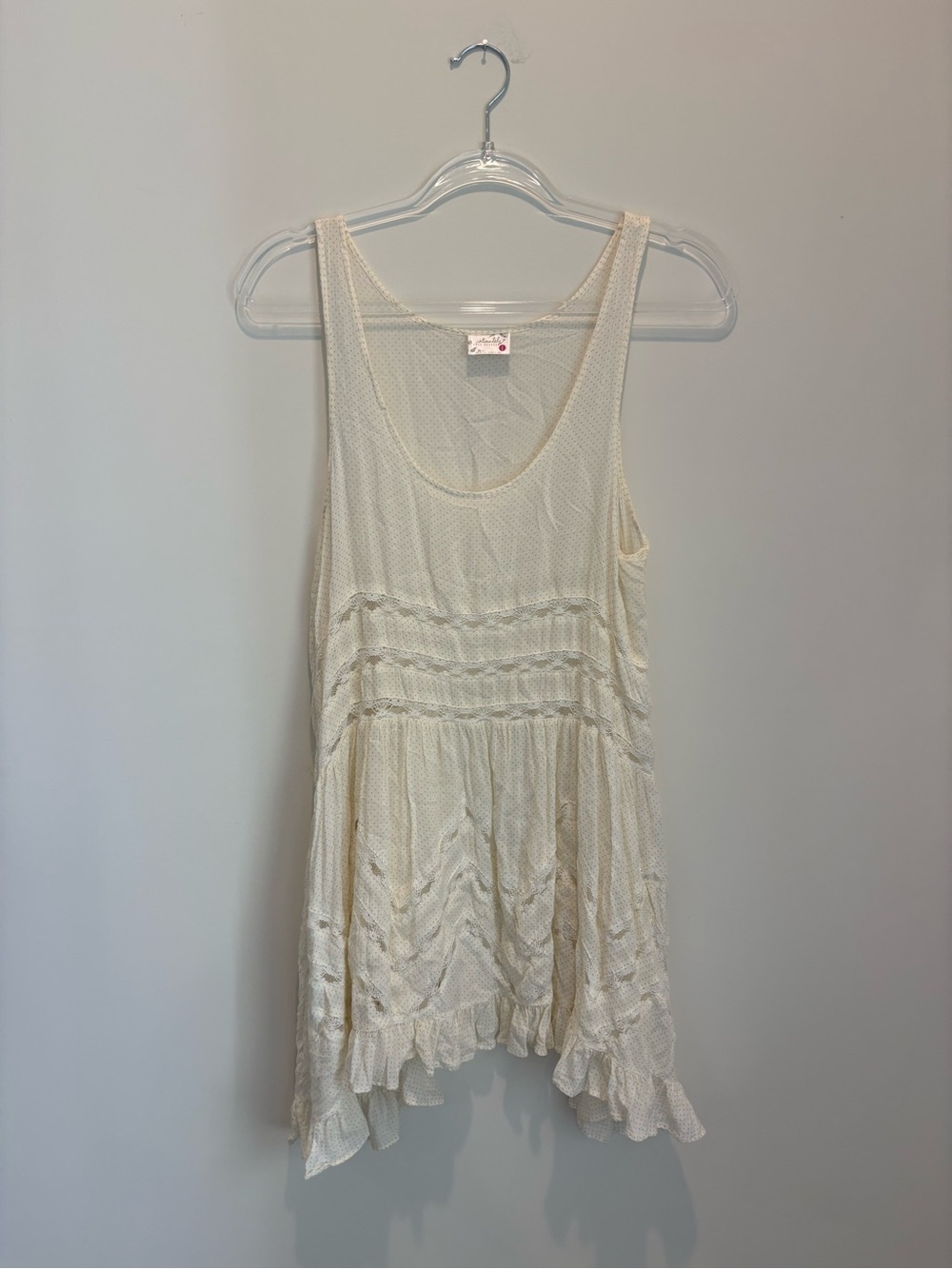 Free People Cream Mesh Tunic Tank